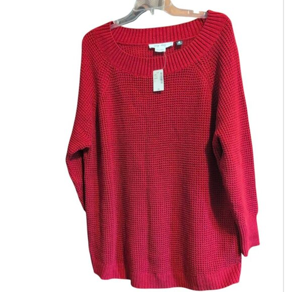 NWT Penningtons Sweater In Every Story Knitted Red Pullover Long Sleeve Cozy Top - Picture 1 of 8